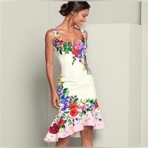 🌷Venus Floral dress high Low beaded zipper Heart neckline lined sleeveless